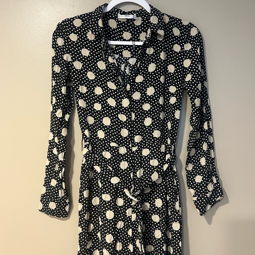 NWOT floor length maxi belted bodysuit 70s disco coastal polka dot - Picture 4 of 7